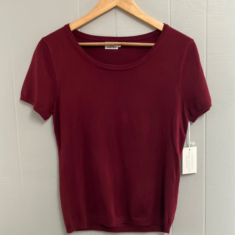 Cielo Short Sleeve Cardigan Burgundy XL